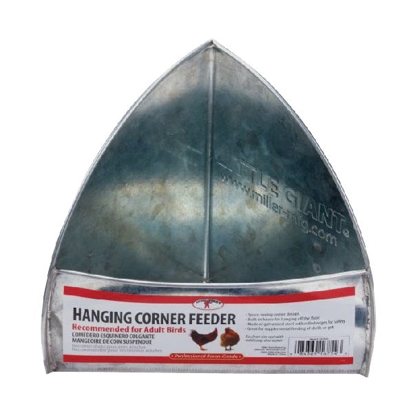 Little Giant Hanging Corner Poultry Feeder, Rolled Edge, Steel, Galvanized