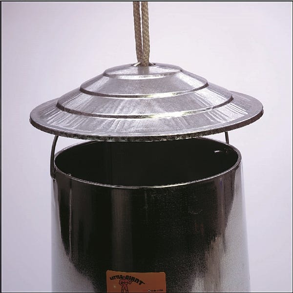 Miller Poultry Feeder Cover, Steel, Galvanized, For: Little Giant 12 lb, 30 lb, 40 lb Hanging Poultry Feeders