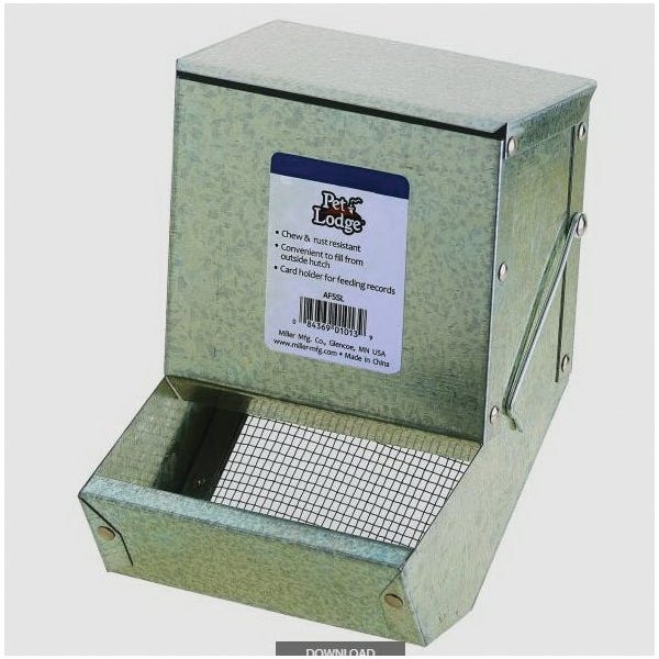 Pet Lodge AF5SL Small Animal Feeder, Gravity Feed, Steel