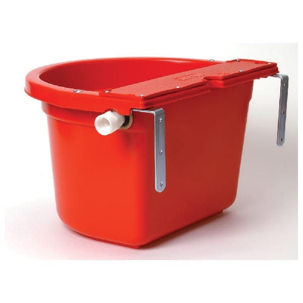 Miller FW16RED Waterer, 4 gal Volume, Polyethylene Resin, Red, Fence, Wall Mounting
