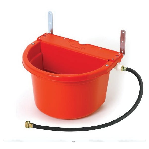 Miller FW16RED Waterer, 4 gal Volume, Polyethylene Resin, Red, Fence, Wall Mounting