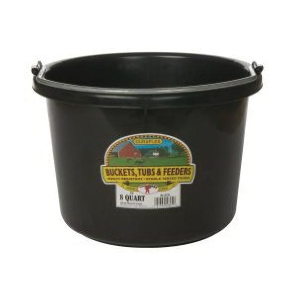 Little Giant P8BLACK6 Bucket, 8 qt, Polyethylene, Black