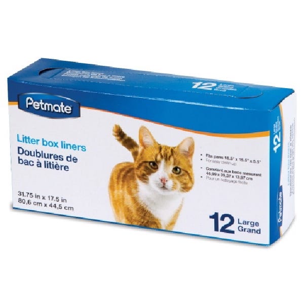 Petmate 29003 Litter Pan Liner, 30-1/2 in L, 17 in W, Plastic, Clear