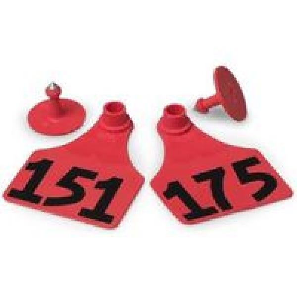 Allflex GLF175/GSM-R Female/Male Ear Tag, L, 2-1/4 in L, 3 in W, 151 to 175, Polyurethane, Red