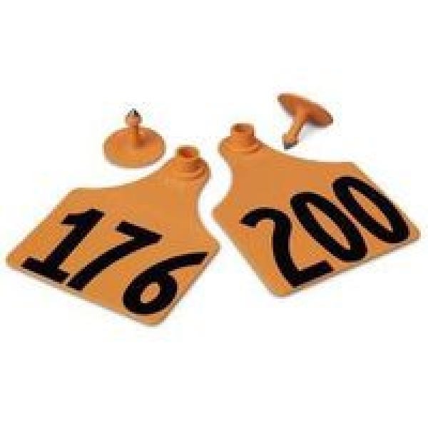 Allflex GXF200/GSM-O Female/Male Ear Tag, Maxi, 4 in L, 3 in W, 176 to 200, Polyurethane, Orange