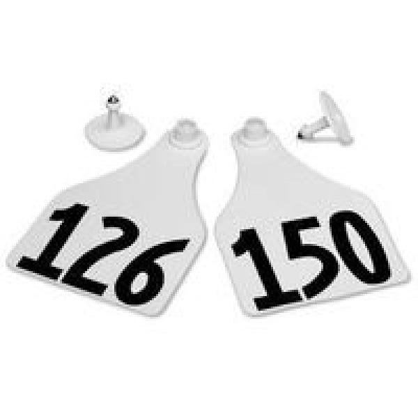 Allflex GXF150/GSM-W Female/Male Ear Tag, Maxi, 4 in L, 3 in W, 126 to 150, Polyurethane, White