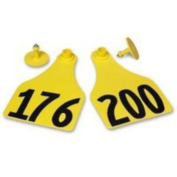 Allflex GXF200/GSM-Y Female/Male Ear Tag, Maxi, 4 in L, 3 in W, 176 to 200, Polyurethane, Yellow