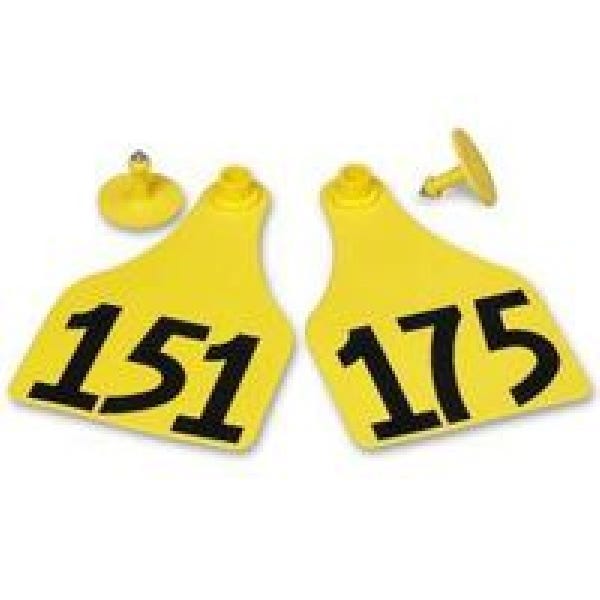 Allflex GXF175/GSM-Y Female/Male Ear Tag, Maxi, 4 in L, 3 in W, 151 to 175, Polyurethane, Yellow