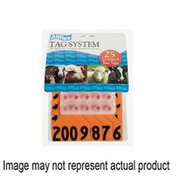 Allflex GLF200/GSM-O Female/Male Ear Tag, L, 2-1/4 in L, 3 in W, 176 to 200, Polyurethane, Orange