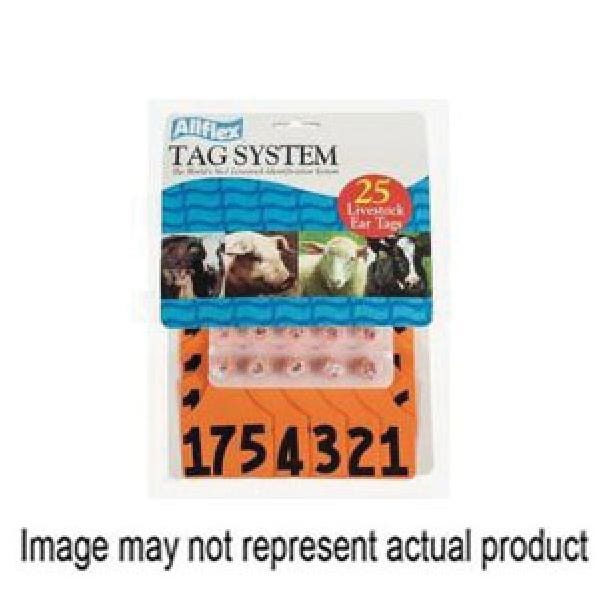 Allflex GLF175/GSM-O Female/Male Ear Tag, L, 2-1/4 in L, 3 in W, 151 to 175, Polyurethane, Orange
