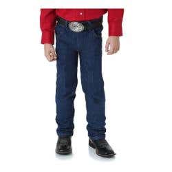 Wrangler Cowboy Cut Series 13MWZJP-7R Western Jeans, Boy's, 7, 23 to 24-1/2 in Waist, Prewashed Indigo, Original Fit