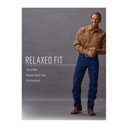 Wrangler Cowboy Cut Series Jeans, 34 in Waist, 32 in L Inseam, Prewashed Indigo, Relaxed Fit