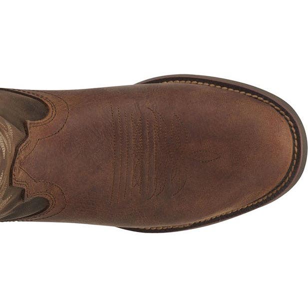 Justin Buster Series Western Boots, 12, D W, Distressed Brown, Cowhide Leather Upper