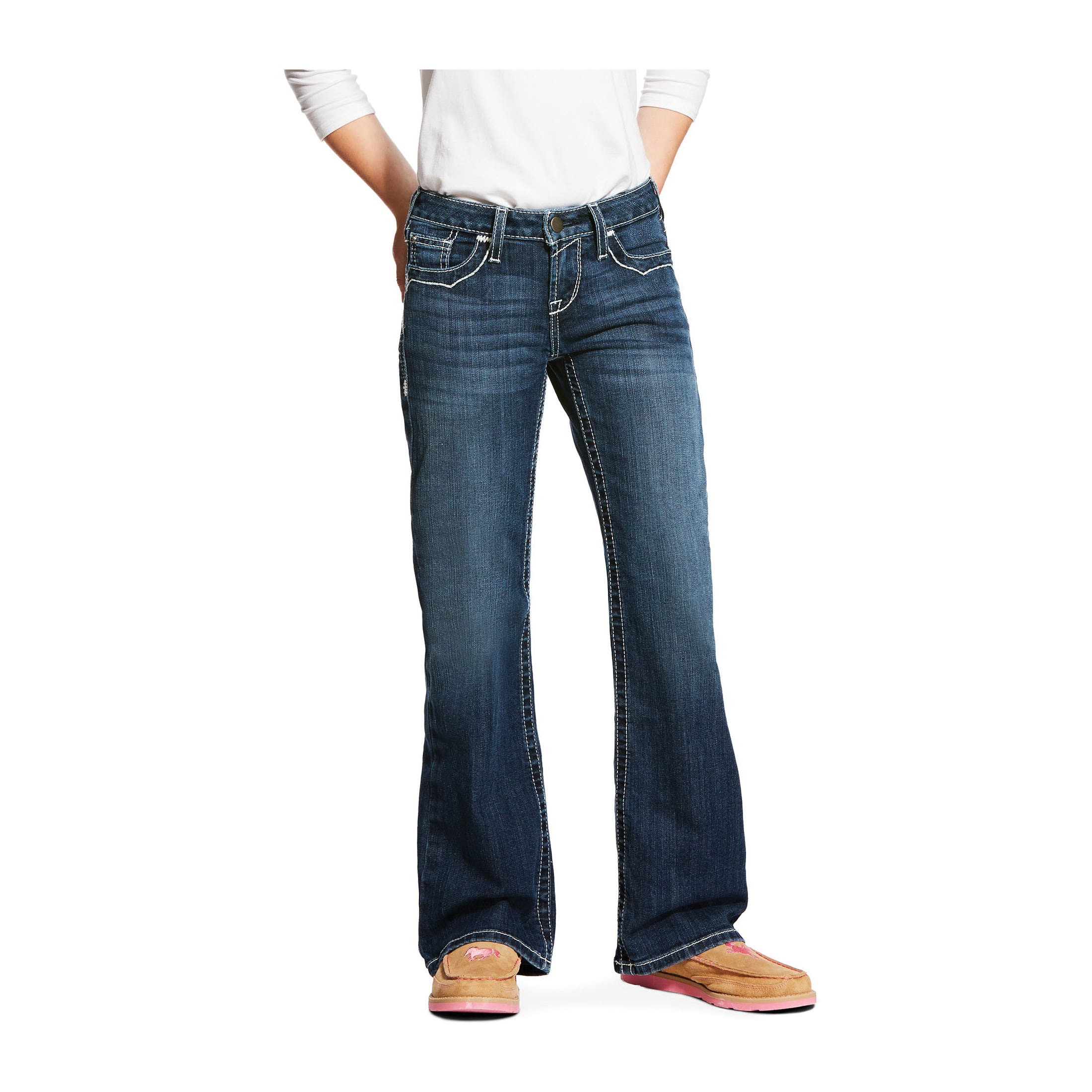 Ariat Entwined Series 10025984-8R Jeans, Girl's, 8, Dresden, Bootcut, Slim, Regular, Stretchable