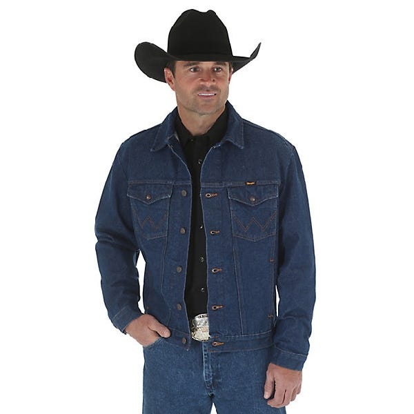 Wrangler CowBoy Cut Series Jacket, XL, Cotton, Prewashed Denim, Spread Collar, Button Closure, Regular