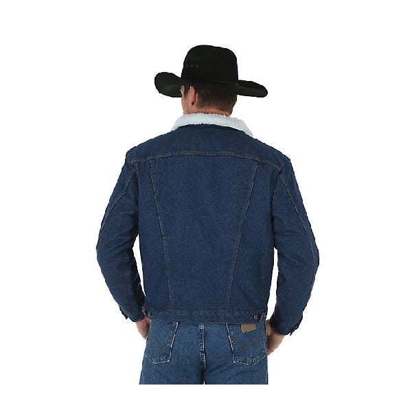 Wrangler Men's Western Sherpa Lined Denim Jacket, Pre-Washed Denim, L