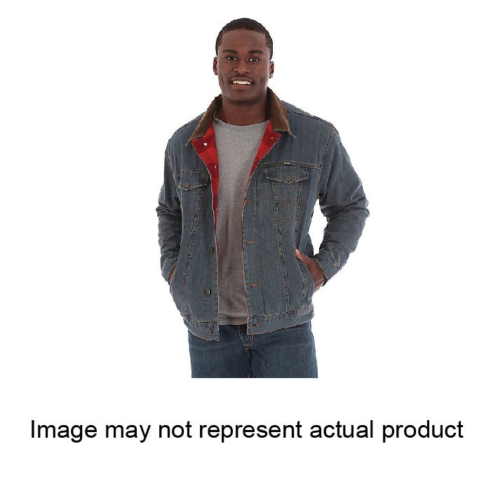 Wrangler Jacket, 2XL, Cotton/Corduroy, Denim/Charcoal, Button Closure, Regular