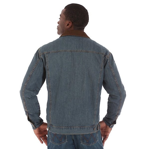 Wrangler Jacket, 2XL, Cotton/Corduroy, Denim/Charcoal, Button Closure, Regular