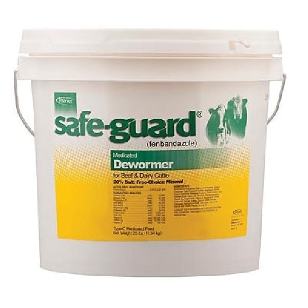 Safe-Guard Free Choice Dewormer for Beef, Dairy Cattle, 25 lb Pail