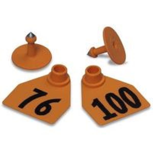 Allflex GMF100/GSM-O Female/Male Ear Tag, M, 76 to 100, Polyurethane, Orange