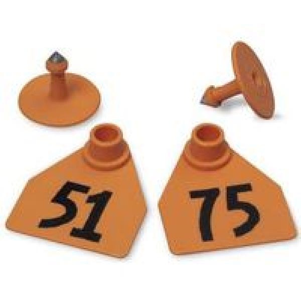 Allflex GMF075/GSM-O Female/Male Ear Tag, M, 51 to 75, Polyurethane, Orange