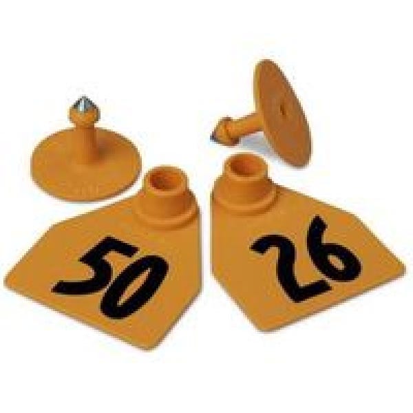 Allflex GMF050/GSM-O Female/Male Ear Tag, M, 26 to 50, Polyurethane, Orange