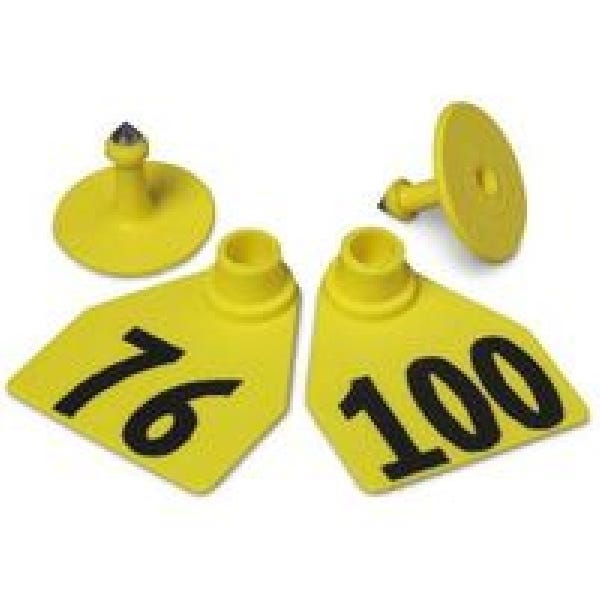 Allflex GMF100/GSM-Y Female/Male Ear Tag, M, 76 to 100, Polyurethane, Yellow