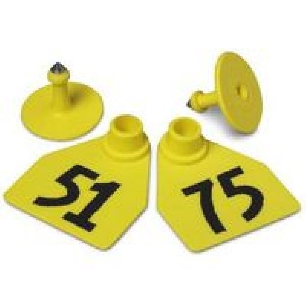 Allflex GMF075/GSM-Y Female/Male Ear Tag, M, 51 to 75, Polyurethane, Yellow