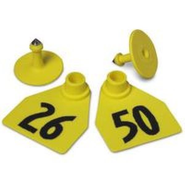 Allflex GMF050/GSM-Y Female/Male Ear Tag, M, 26 to 50, Polyurethane, Yellow