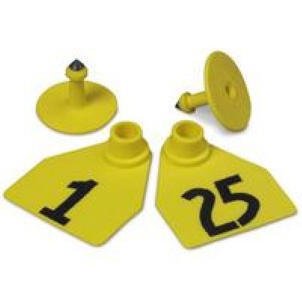 Allflex GMF025/GSM-Y Female/Male Ear Tag, M, 1 to 25, Polyurethane, Yellow