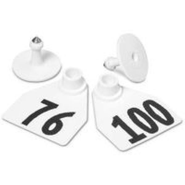 Allflex GMF100/GSM-W Female/Male Ear Tag, M, 76 to 100, Polyurethane, White