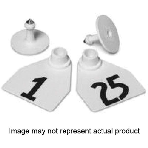 Allflex GMF075/GSM-W Female/Male Ear Tag, M, 51 to 75, Polyurethane, White