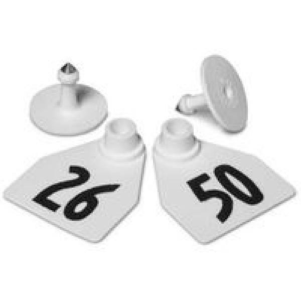 Allflex GMF050/GSM-W Female/Male Ear Tag, M, 26 to 50, Polyurethane, White