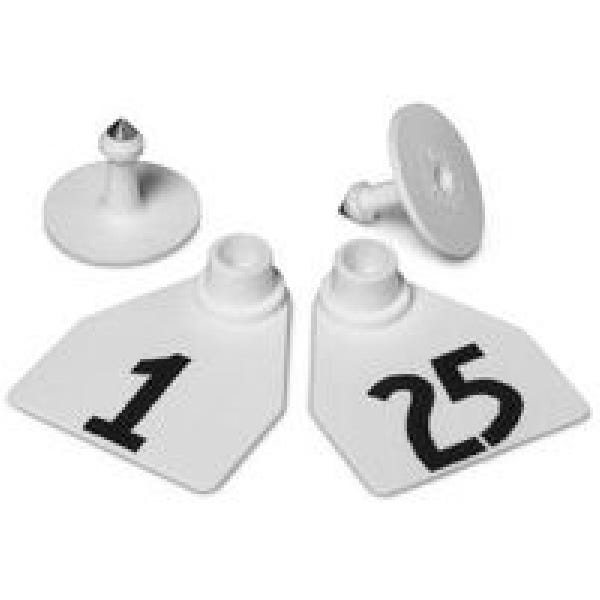 Allflex GMF025/GSM-W Female/Male Ear Tag, M, 1 to 25, Polyurethane, White