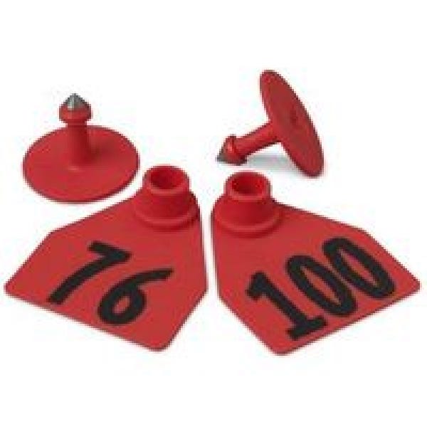 Allflex GMF100/GSM-R Female/Male Ear Tag, M, 76 to 100, Polyurethane, Red
