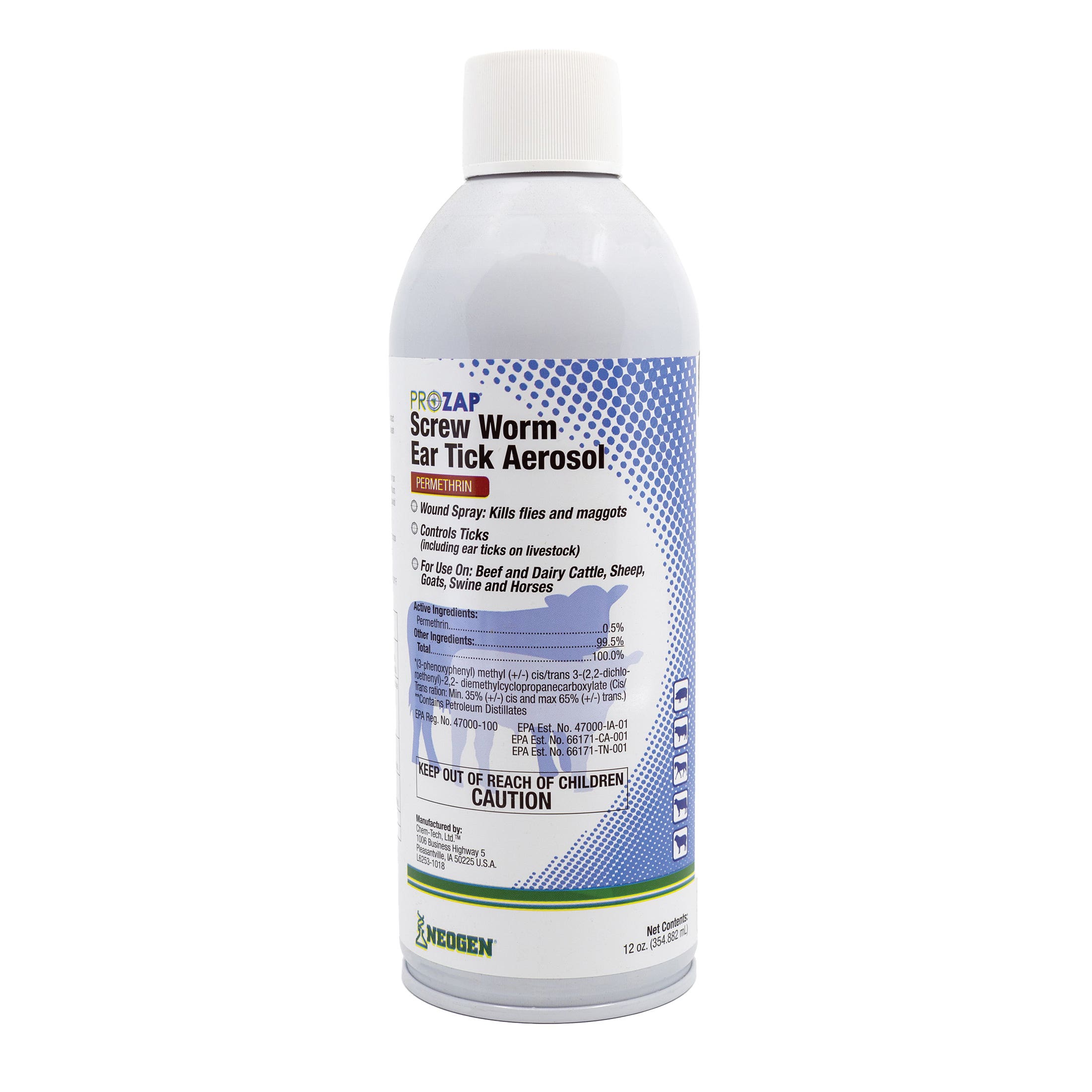Neogen 1002520 Screw Worm Aerosol, Clear, 12 oz, Aerosol Can