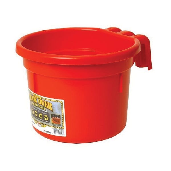 Little Giant CPHRED Hook Over Feed Pail, 8 qt Volume, Plastic, Red