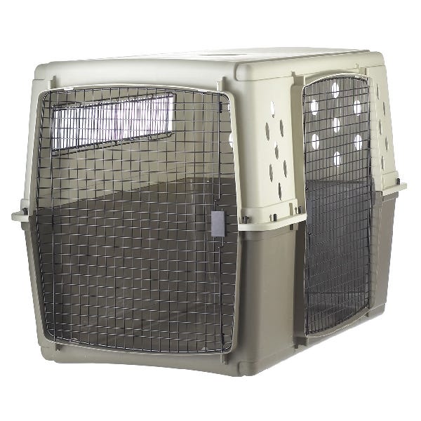 Pet Lodge 157339 Double Door Crate, 32 in W, 35 in H, 49 in D, Polypropylene, Beige/Taupe, Dog, Giant Breed