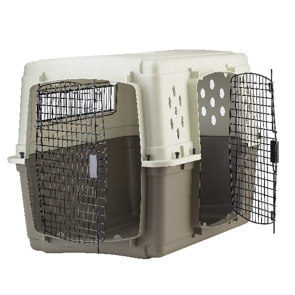 Pet Lodge 157315 Double Door Crate, 24 in W, 26 in H, 37 in D, Polypropylene, Beige/Taupe, Dog, L Breed