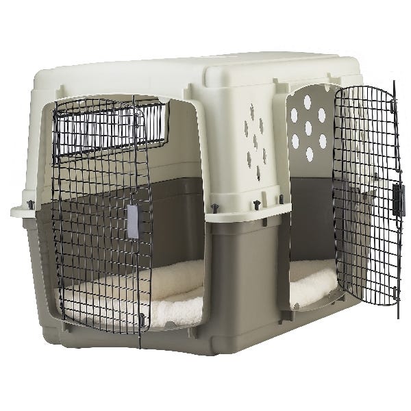 Pet Lodge 157315 Double Door Crate, 24 in W, 26 in H, 37 in D, Polypropylene, Beige/Taupe, Dog, L Breed