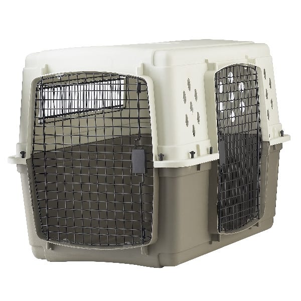 Pet Lodge 157315 Double Door Crate, 24 in W, 26 in H, 37 in D, Polypropylene, Beige/Taupe, Dog, L Breed