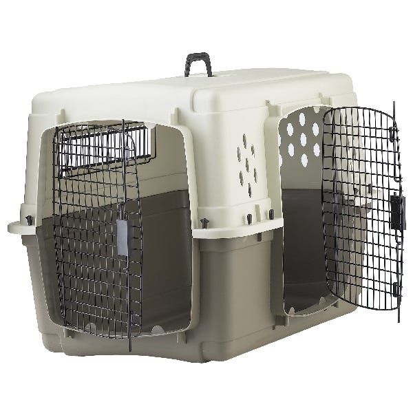 Pet Lodge 157308 Double Door Crate, 22 in W, 23 in H, 33 in D, Polypropylene, Beige/Taupe, Dog, M Breed