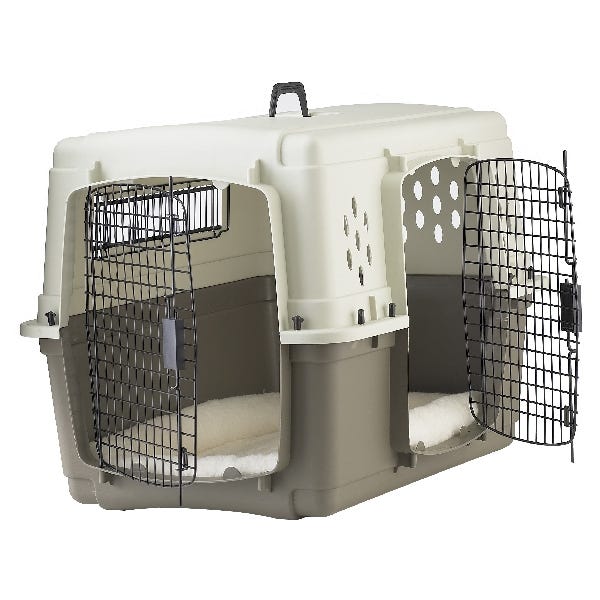 Pet Lodge 157308 Double Door Crate, 22 in W, 23 in H, 33 in D, Polypropylene, Beige/Taupe, Dog, M Breed