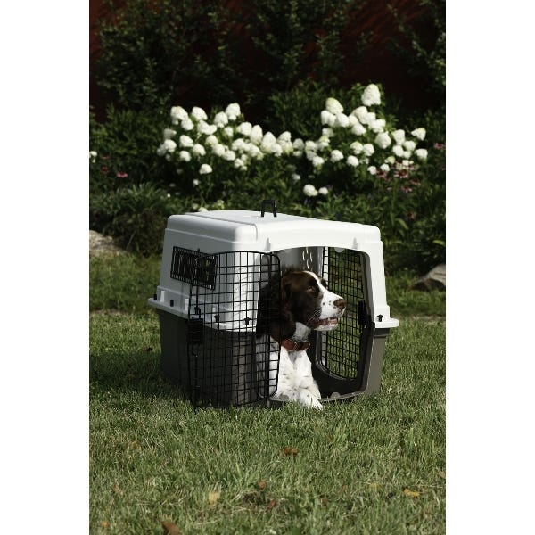 Pet Lodge 157308 Double Door Crate, 22 in W, 23 in H, 33 in D, Polypropylene, Beige/Taupe, Dog, M Breed