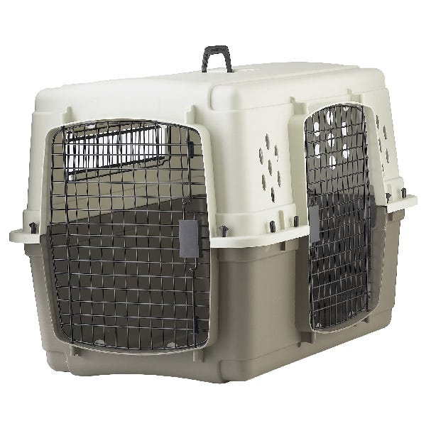 Pet Lodge 157308 Double Door Crate, 22 in W, 23 in H, 33 in D, Polypropylene, Beige/Taupe, Dog, M Breed