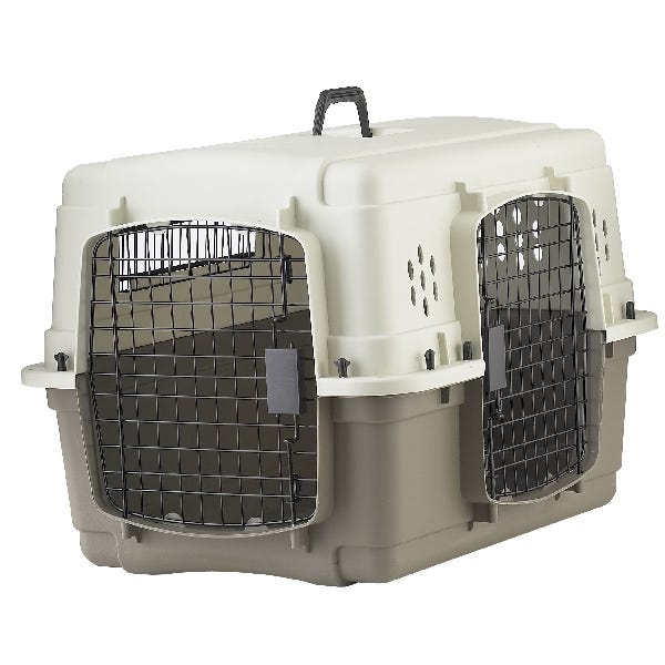 Pet Lodge 157292 Double Door Crate, 20 in W, 19 in H, 28 in D, Polypropylene, Beige/Taupe, Dog, S Breed