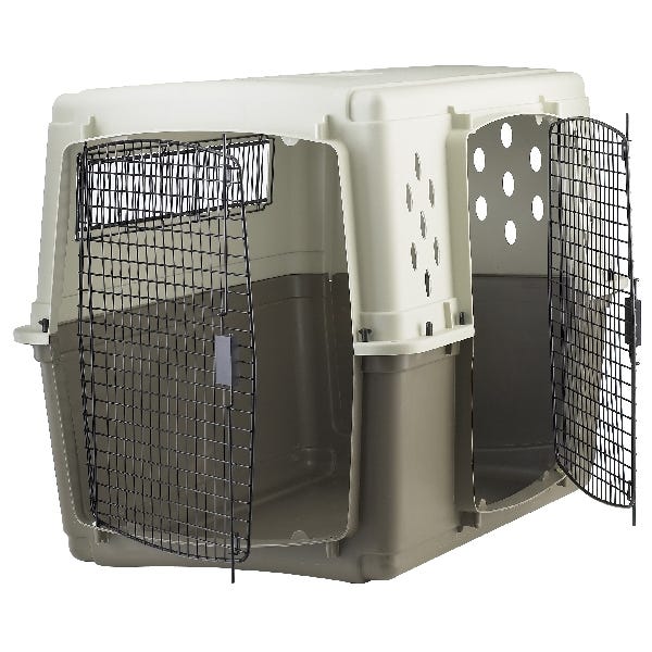 Pet Lodge 157322 Double Door Crate, 27 in W, 30 in H, 41 in D, Polypropylene, Beige/Taupe, Dog, XL Breed
