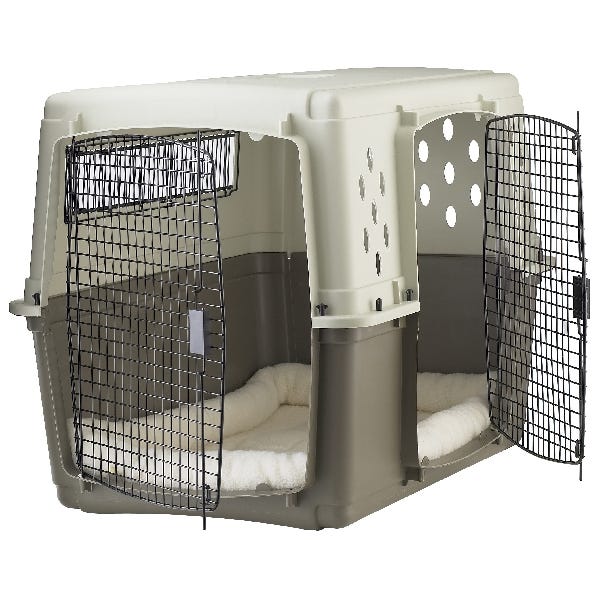 Pet Lodge 157322 Double Door Crate, 27 in W, 30 in H, 41 in D, Polypropylene, Beige/Taupe, Dog, XL Breed