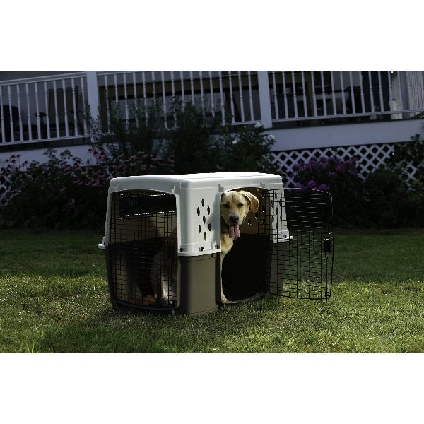 Pet Lodge 157322 Double Door Crate, 27 in W, 30 in H, 41 in D, Polypropylene, Beige/Taupe, Dog, XL Breed