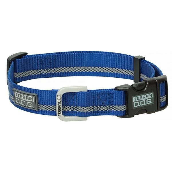 Terrain Dog Snap-N-Go Dog Collar, 17 to 25 in Neck, 1 in W Collar, Nylon, Dark Blue - 804204